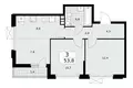 Mieszkanie 3 pokoi 54 m² poselenie Sosenskoe, Rosja