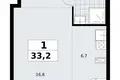 Wohnung 1 zimmer 33 m² Kommunarka, Russland