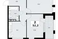 2 room apartment 52 m² poselenie Sosenskoe, Russia