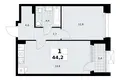 Appartement 1 chambre 44 m² Kommunarka, Russie