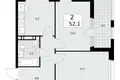 2 room apartment 52 m² Moscow, Russia