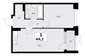 1 room apartment 44 m² Kommunarka, Russia