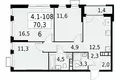 Wohnung 3 Zimmer 70 m² Südwestlicher Verwaltungsbezirk, Russland
