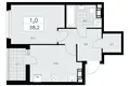 1 room apartment 38 m² Krasnoye Selo, Russia