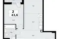 2 room apartment 44 m² poselenie Sosenskoe, Russia