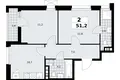 Wohnung 2 zimmer 51 m² poselenie Sosenskoe, Russland