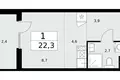 Appartement 1 chambre 22 m² poselenie Desenovskoe, Fédération de Russie