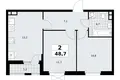 2 room apartment 49 m² South-Western Administrative Okrug, Russia