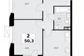 Wohnung 2 zimmer 50 m² poselenie Sosenskoe, Russland