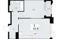 Wohnung 1 zimmer 43 m² Troizk, Russland