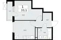 Wohnung 1 Zimmer 33 m² poselenie Sosenskoe, Russland