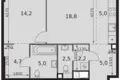Квартира 2 комнаты 57 м² Москва, Россия