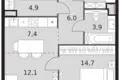 Квартира 2 комнаты 52 м² Северо-Западный административный округ, Россия