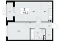 2 room apartment 48 m² poselenie Sosenskoe, Russia