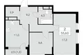 Wohnung 2 Zimmer 56 m² Südwestlicher Verwaltungsbezirk, Russland