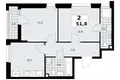 2 room apartment 52 m² poselenie Sosenskoe, Russia