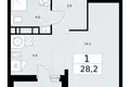 1 room apartment 28 m² Vnukovo, Russia
