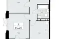 2 room apartment 50 m² Moscow, Russia