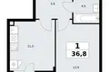 Wohnung 1 zimmer 37 m² Postnikovo, Russland