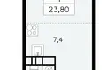 Квартира 1 комната 24 м² Москва, Россия