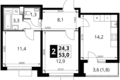Квартира 2 комнаты 53 м² Ленинский район, Россия
