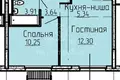 2 room apartment 36 m² Mytishchi, Russia