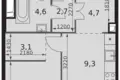 1 room apartment 38 m² Moscow, Russia