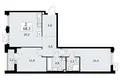 Mieszkanie 2 pokoi 68 m² Troick, Rosja