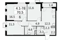 Wohnung 3 Zimmer 71 m² Südwestlicher Verwaltungsbezirk, Russland