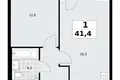 Квартира 1 комната 41 м² район Троицк, Россия