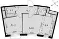 Квартира 2 комнаты 46 м² Развилка, Россия