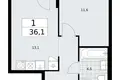 Квартира 1 комната 36 м² район Троицк, Россия