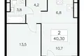 Wohnung 2 zimmer 40 m² Südwestlicher Verwaltungsbezirk, Russland