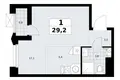 Wohnung 1 zimmer 29 m² Troizk, Russland