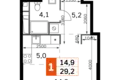 Kawalerka 1 pokój 29 m² North-Western Administrative Okrug, Rosja