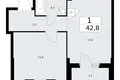 Wohnung 1 zimmer 43 m² Troizk, Russland