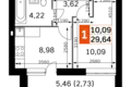 Квартира 1 комната 30 м² Одинцовский городской округ, Россия