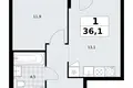 Квартира 1 комната 36 м² район Троицк, Россия