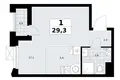Mieszkanie 1 pokój 29 m² Troick, Rosja