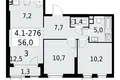 Wohnung 3 zimmer 56 m² Südwestlicher Verwaltungsbezirk, Russland