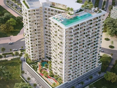 Residential complex New complex of furnished apartments Cove Grand with swimming pools, lounge areas and mini golf, Dubai Land Residence Complex, UAE