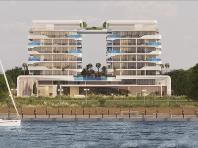 Residential complex New Ocean Pearl Residence with swimming pools close to the canal and Dubai Creek, Dubai Islands, Dubai, UAE