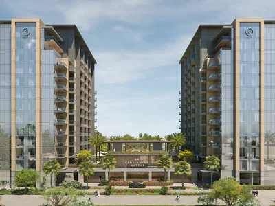 Complexe résidentiel New residence KENSINGTON WATERS with swimming pools, lounge areas and a park, Nad Al Sheba 1, Dubai, UAE