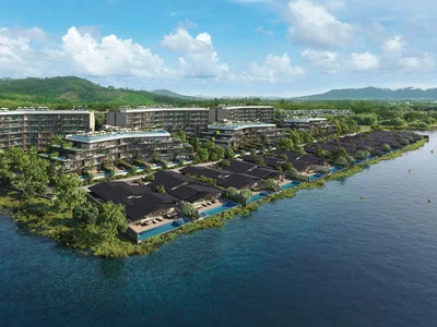 Residential complex New residential complex of villas with swimming pools right by the water in Laguna Phuket, Thailand