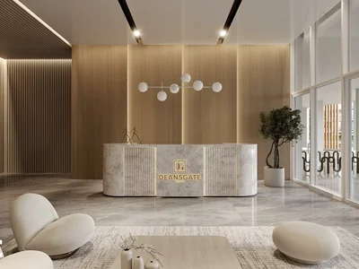 Wohnanlage New Deansgate residence with a swimming pool and lounge areas close to parks, Majan, Dubai, UAE