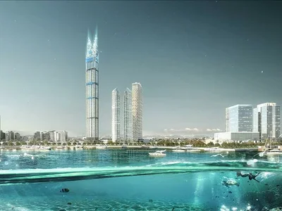 Residential complex Burj Binghatti Jacob Residences — luxury high-rise residence with a swimming pool and a spa center near a yacht club in Business Bay, Dubai