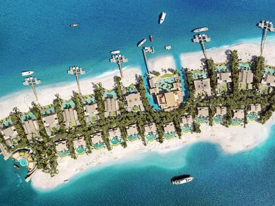 Zespół mieszkaniowy New complex of beachfront villas Amali Islands with panoramic views and a floating helipad, The World Islands, Dubai, UAE