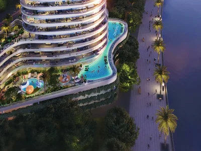 Complejo residencial Canal Crown — residential complex by DAMAC with swimming pools, aqua fitness equipment and observation deck in Business Bay, Dubai