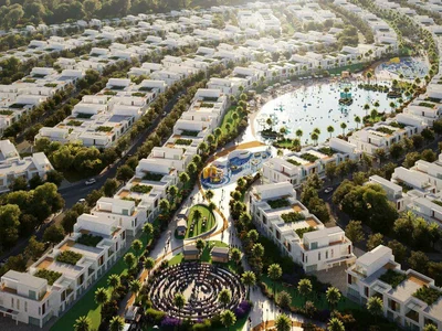 Complexe résidentiel New complex of townhouses Riverside with a spa center, event areas and a kids' adventure park, Damac Hills, Dubai, UAE