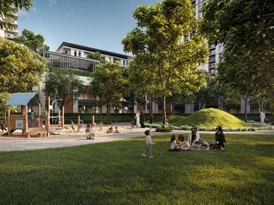 Residential complex New Park Lane Residence with a swimming pool and green areas, Dubai Hills, Dubai, UAE